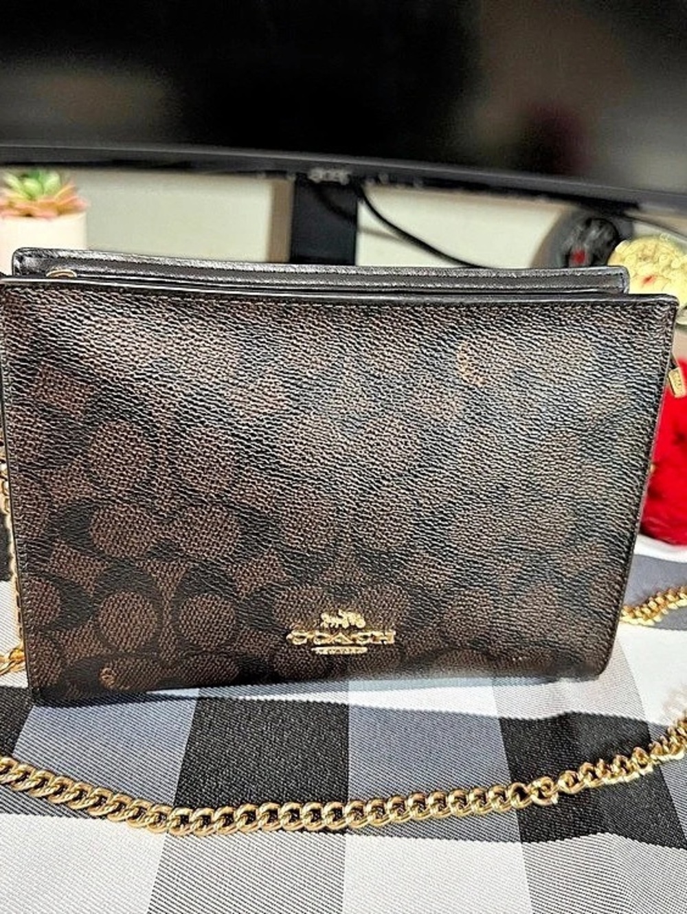 Coach Zip Crossbody In Signature Canvas Brown & Black